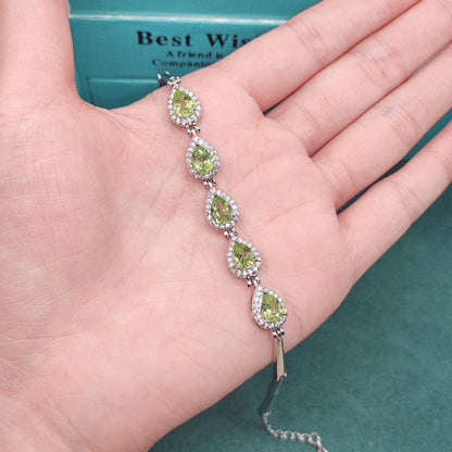 Inlaid Natural Olivine Bracelet For Women