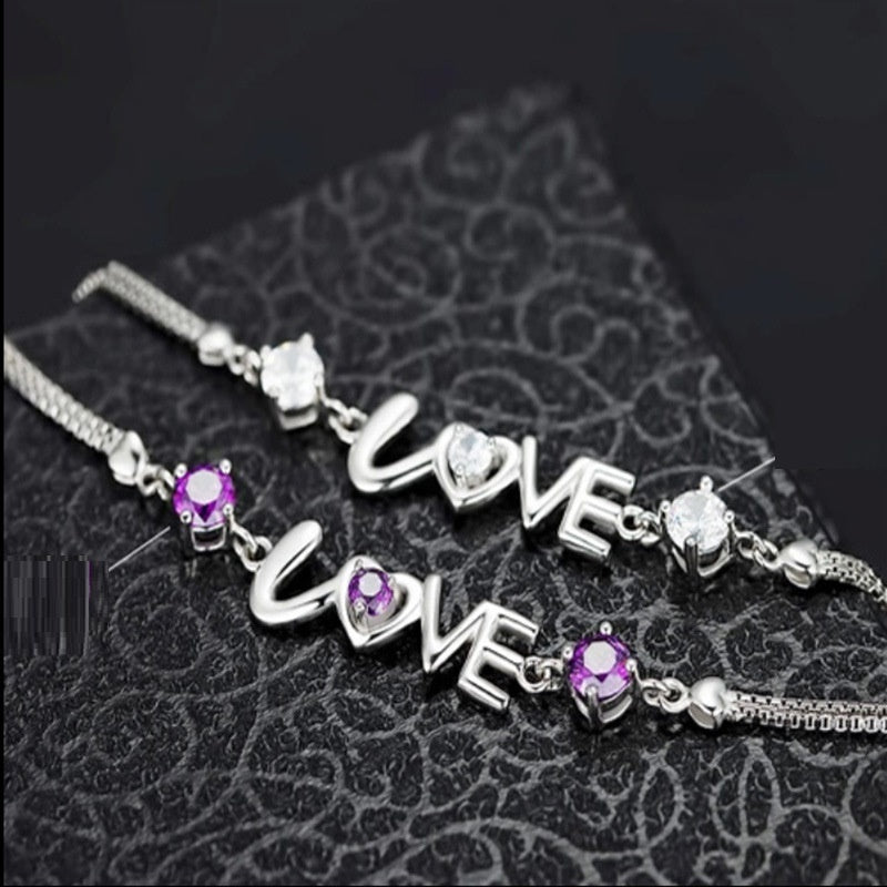 Love Double Diamond Heart To Heart Bracelet Women