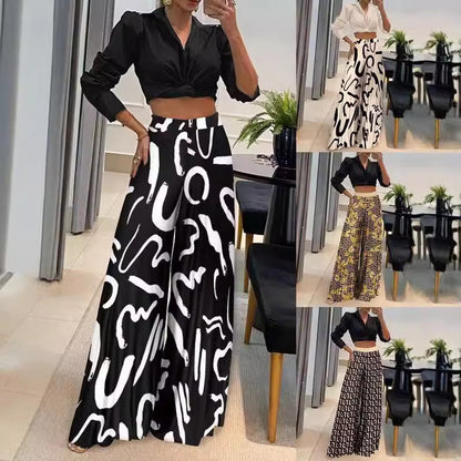 European And American Autumn Best-selling Printed Wide-leg Pants