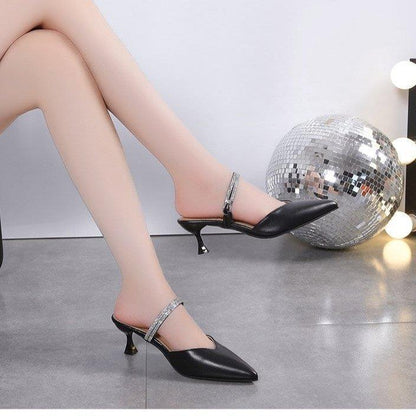 Closed Toe Half Slippers Women's Summer Wear Pointed Toe