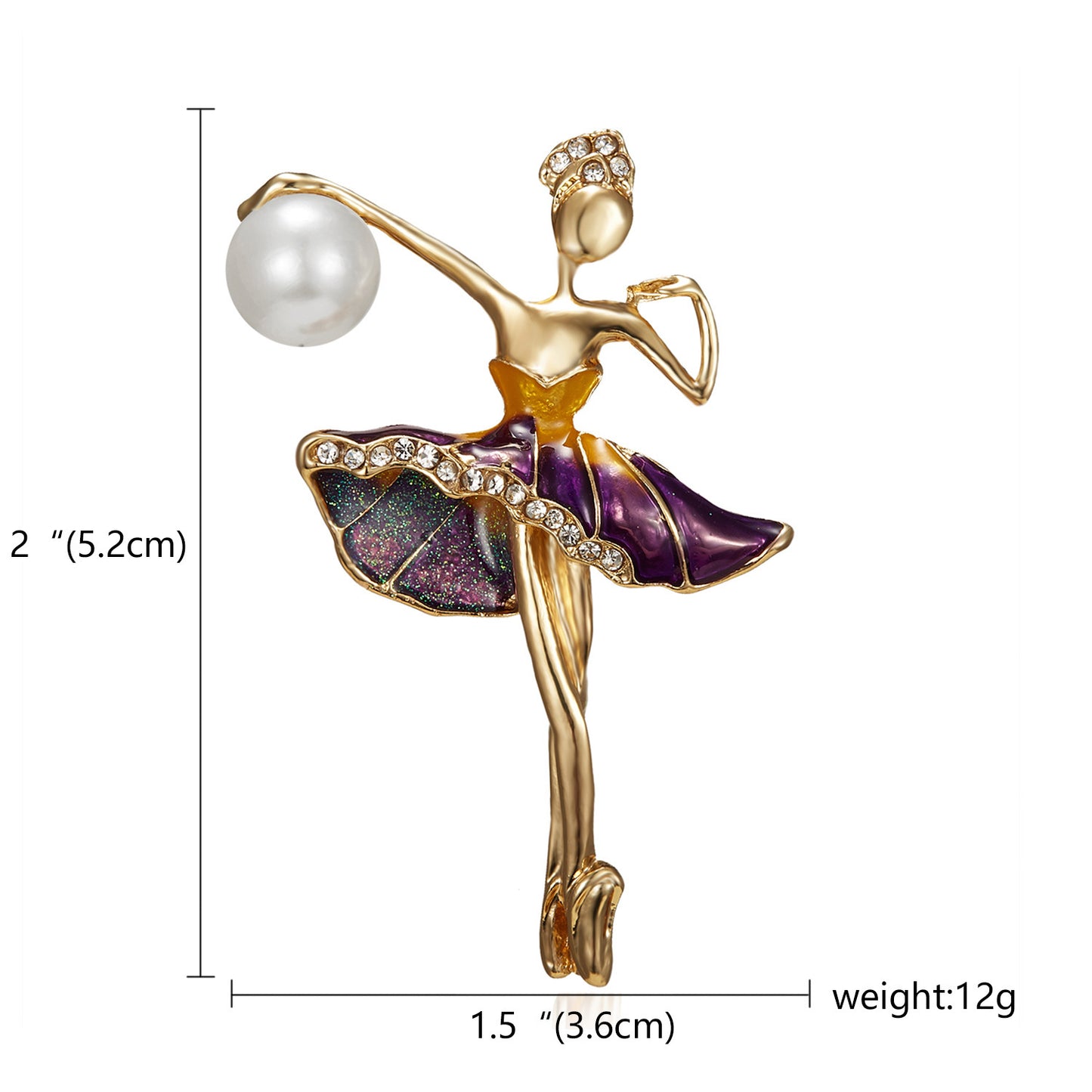 Rhinestone Pearl Dress Dancing Girl Brooches Women Dancer Sports Brooch Pins Gifts