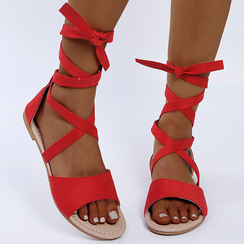 Open-toed Roman Shoes Seaside Beach Shoes Women Lace-up Sandals