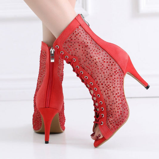 Red Hollow Summer Latin Dance High Heels