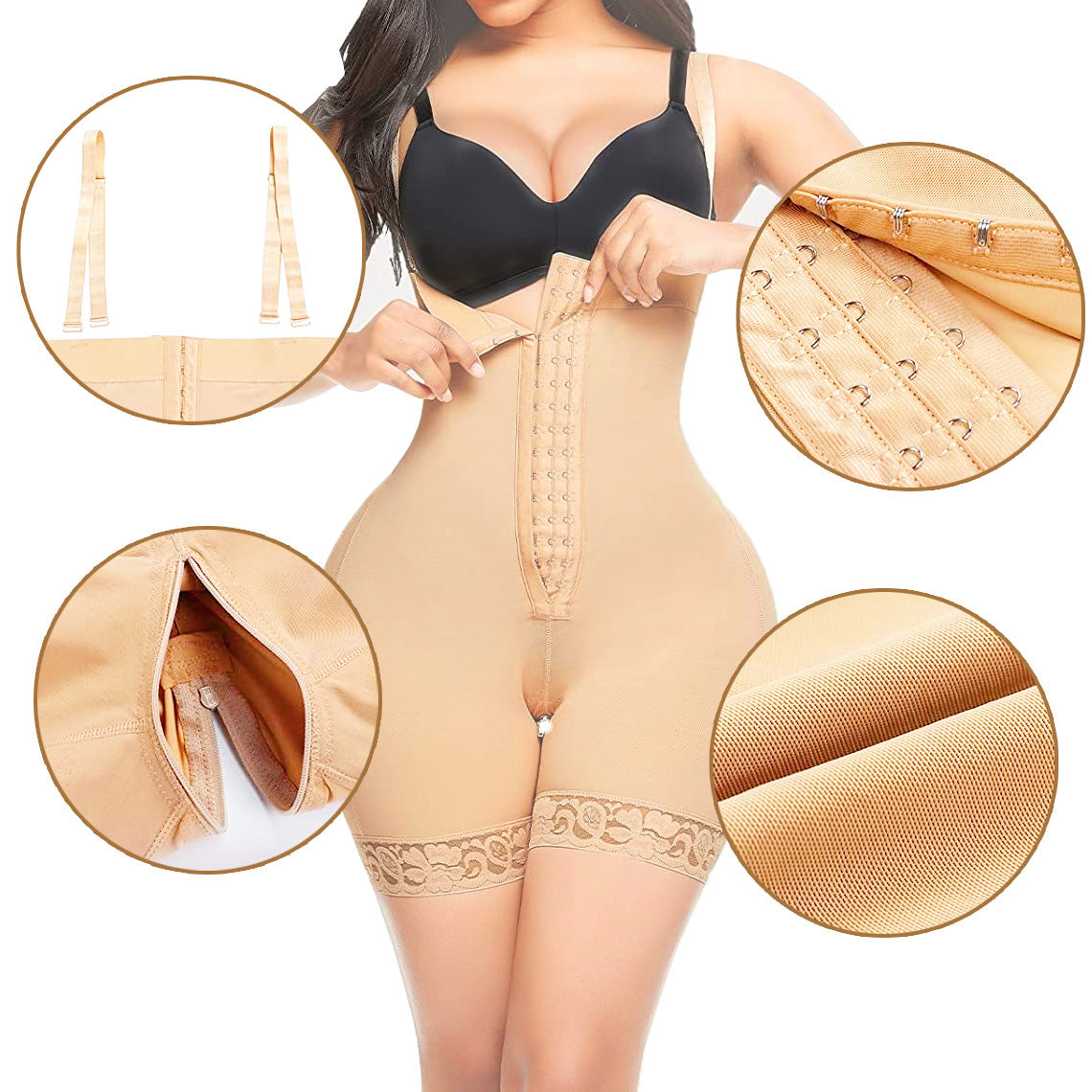 High Waisted Body Pants Crotch Zipper Tummy Lifting Pants Waist Trimming Shapewear Bodysuit Enhancement