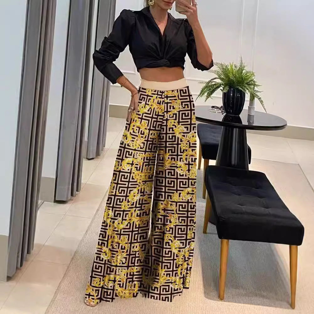 European And American Autumn Best-selling Printed Wide-leg Pants