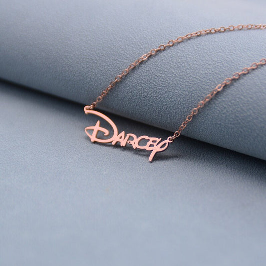 Personalized Antique English Personalized Name  For Women Gold Silver Color Stainless Steel Chain Pendant Necklace Jewelry