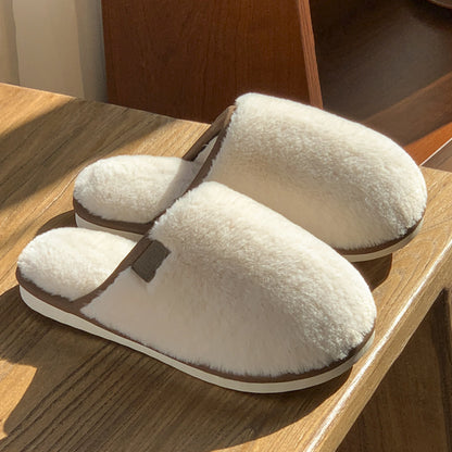 Winter Plush Slippers Warm Solid House Shoes Non-slip Bedroom Floor Home Slipper For Women Men