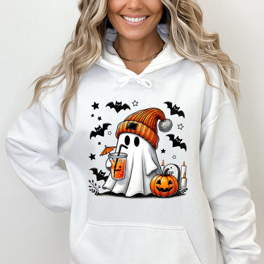 Halloween Ghost Pumpkin Bat Hoodies For Women Fashion Hooded