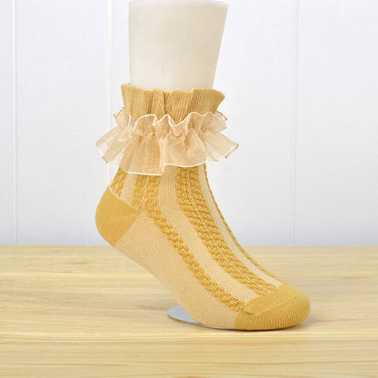 Mesh Princess Baby White Latin Dance Kids Lace Socks