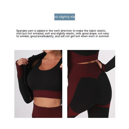 Exercise Workout Outfit Tight Quick-drying Waist Yoga Clothes Three-piece Suit