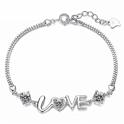 Love Double Diamond Heart To Heart Bracelet Women