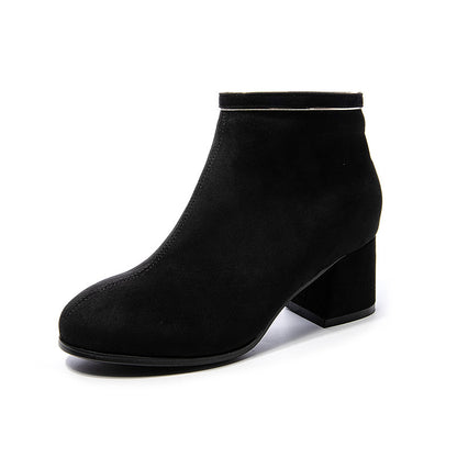 Black Martin Boots Shoes Women Thick Heels